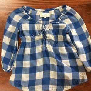 Blue and White Plaid Abercrombie & Fitch Blouse
